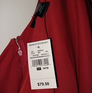 Ashley Stewart red one shoulder ruffle dress sz 34/36